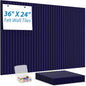 MaxGear Cork Boards for Walls 48" x 36", 12 Pack Navy Blue Felt Wall Tiles Bulletin Boards with Slat Paneling, 3D Panels Push Pin Board for Office Wall Decor