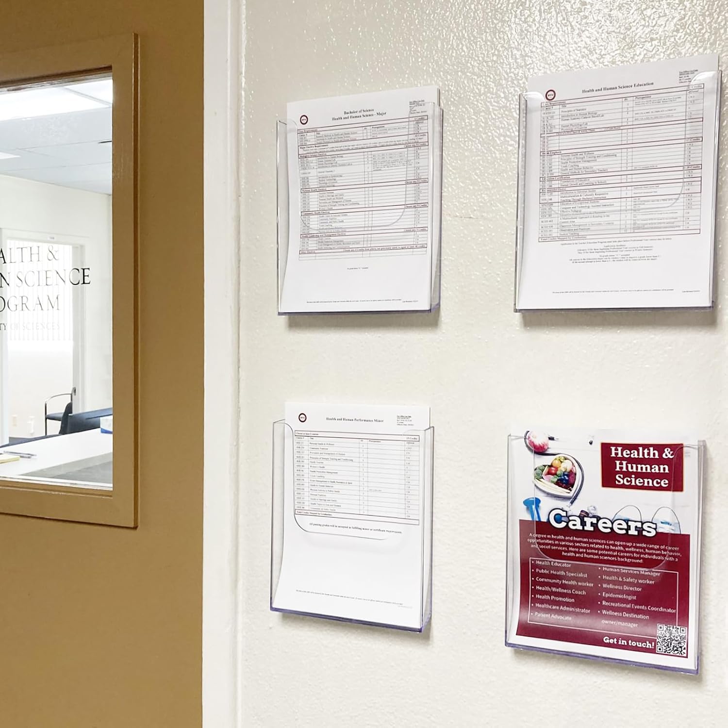 MaxGear Brochure Holder 8.5x11 inch Acrylic Literature Display Stand Clear Plastic Flyer Holder Wall Mount or Countertop Use for Pamphlets, Booklets, 4 Pack