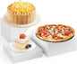 MaxGear 3 Pcs Acrylic Buffet Risers, Food Display Stand for Buffet Table, Dessert Cube Boxes with Hollow Bottoms for Party Food Display, Catering, 6"x7"x8", White