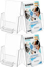 MaxGear Brochure Holder 8.5x11 inch with Business Card Organizer, Acrylic Literature Display Stand Clear Plastic Flyer Holder Wall Mount or Countertop Use for Pamphlets, Booklets, 2 Pack