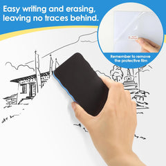MaxGear White Board 48"x36" Adhesive Dry Erase Board Large Whiteboard Sticker for Wall, Big Wallpaper for Office, Classroom, Home, 4 Markers, 1 Marker Holder, 1 Eraser, 4 Magnets, 4' x 3'