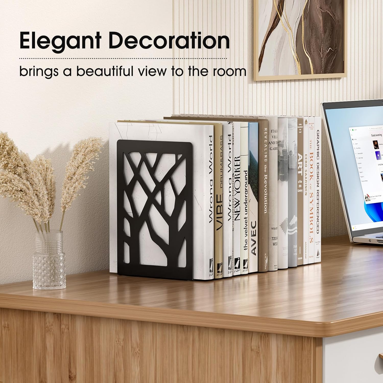 MaxGear Book Ends Tree Design Modern Bookends for Shelves, Non-Skid B ...