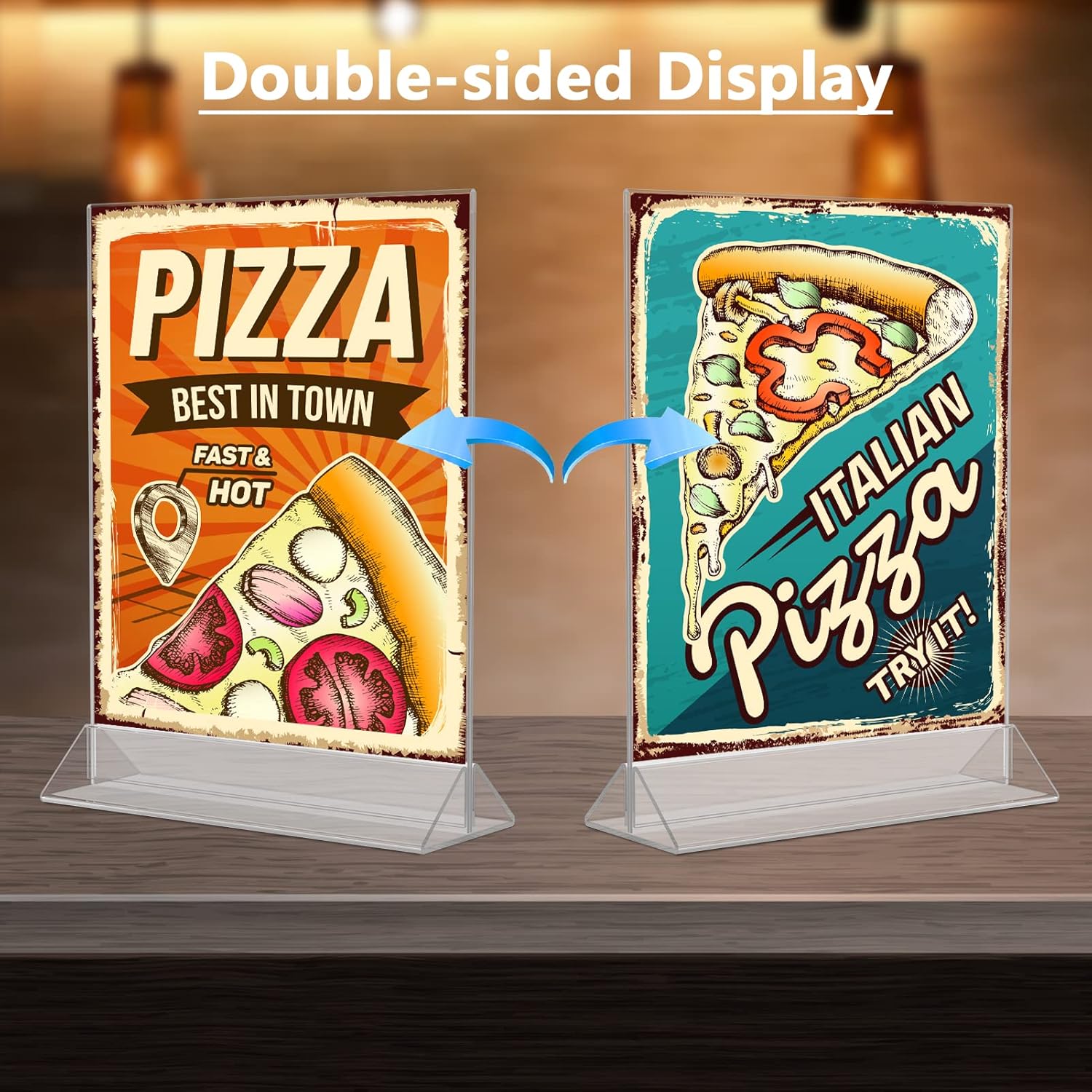 MaxGear 8.5 X 11 Acrylic Sign Holder 6pack, Clear Display Stand Plastic Paper Stand, Double Sided Picture Holder for Table, Vertical Menu Flyer Display for Stores, Restaurants, Hotels, Office
