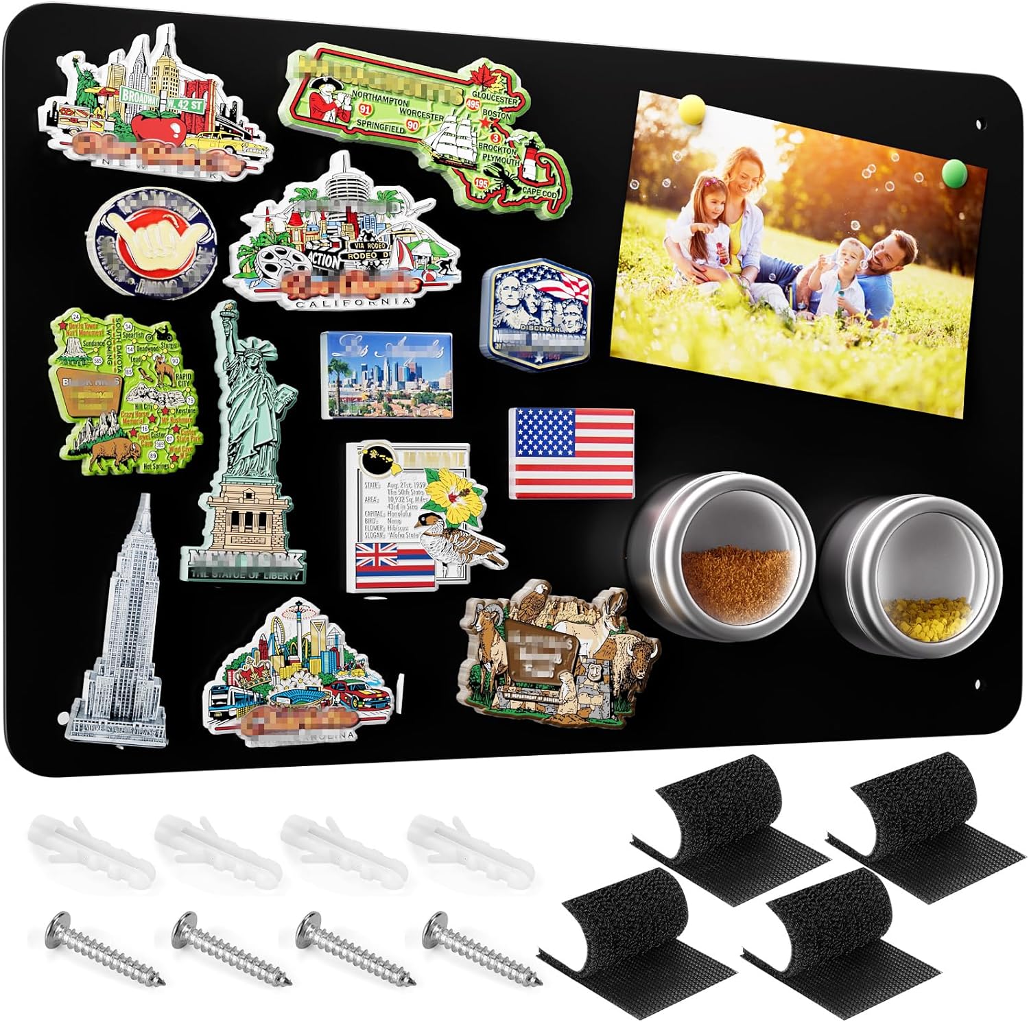 MaxGear Metal Magnetic Board 17.5" x 11.4" 2 Pack Black Magnet Bulletin Board for Wall, Refrigerator, Magnetic Board Display Notes, Photos, and More - Includes Dual Lock Tape and Screws