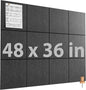 MaxGear Large Cork Board for Wall 47" x 35" Black Bulletin Board, 12 Pack Felt Wall Tiles with Pushpins, Cork Boards for Office Pin Board Tack Board for Photo Meno Decor