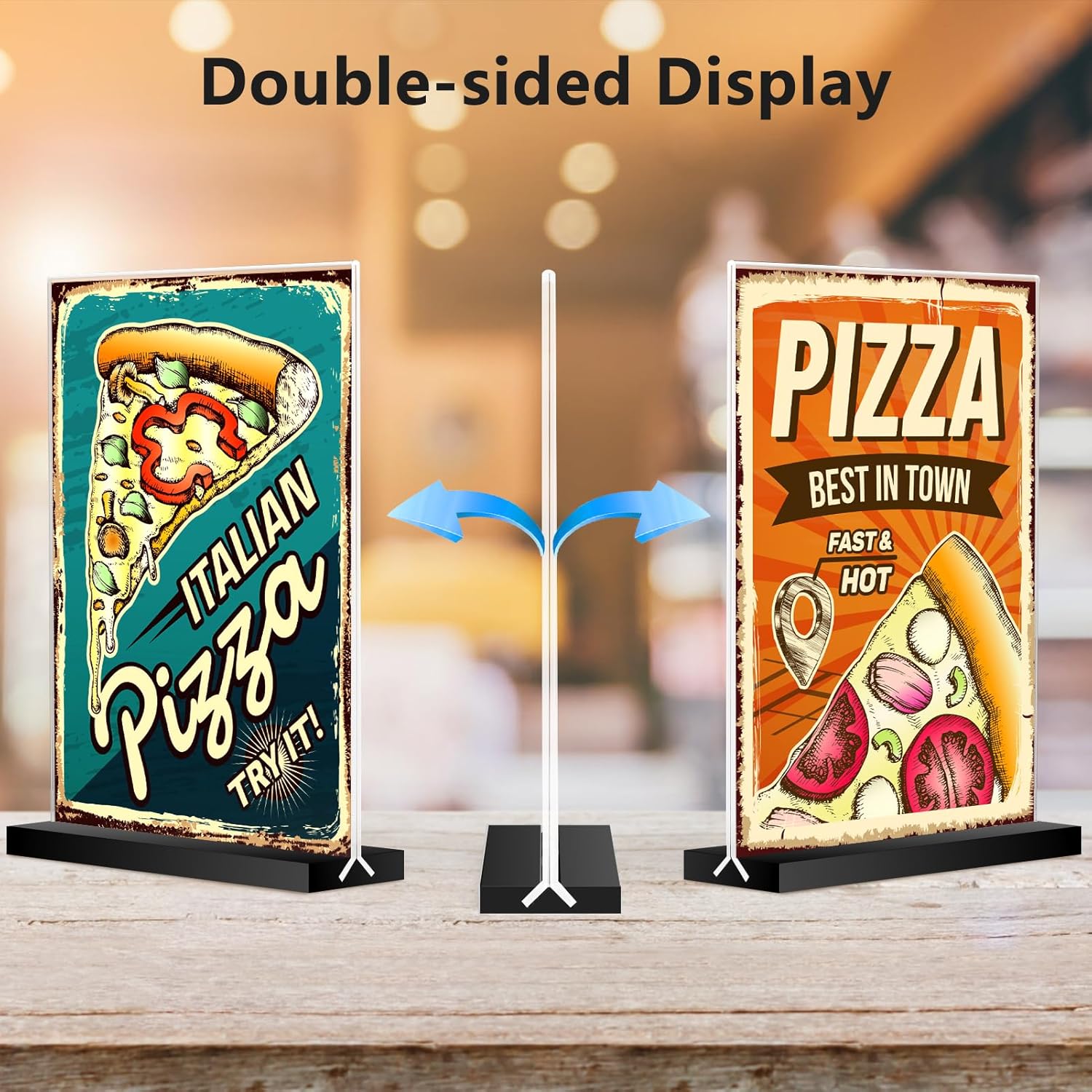MaxGear Acrylic Sign Holder 8.5x11 Vertical, 2 Pack Double Sided Clear Display Stand, Table Paper Holder, Plastic Menu Flyer Stand, Plastic Sign Frame for Stores, Restaurants, Hotels, Office