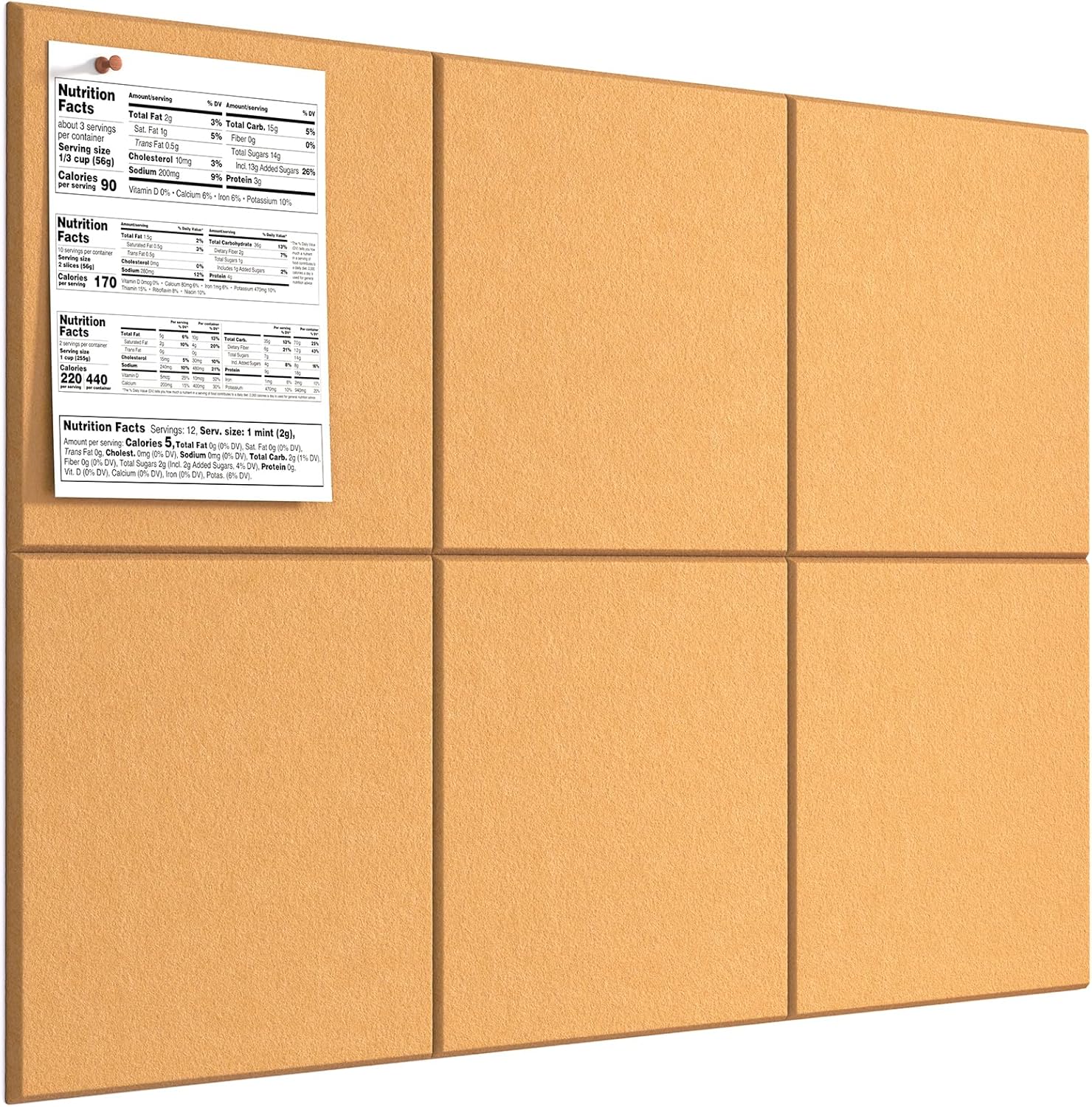 MaxGear Large Cork Board for Wall 36" x 24", Black Bulletin Board, 6 Pack Felt Wall Tiles with Pushpins, Cork Boards for Office Push Pin Board Tack Board Felt Board