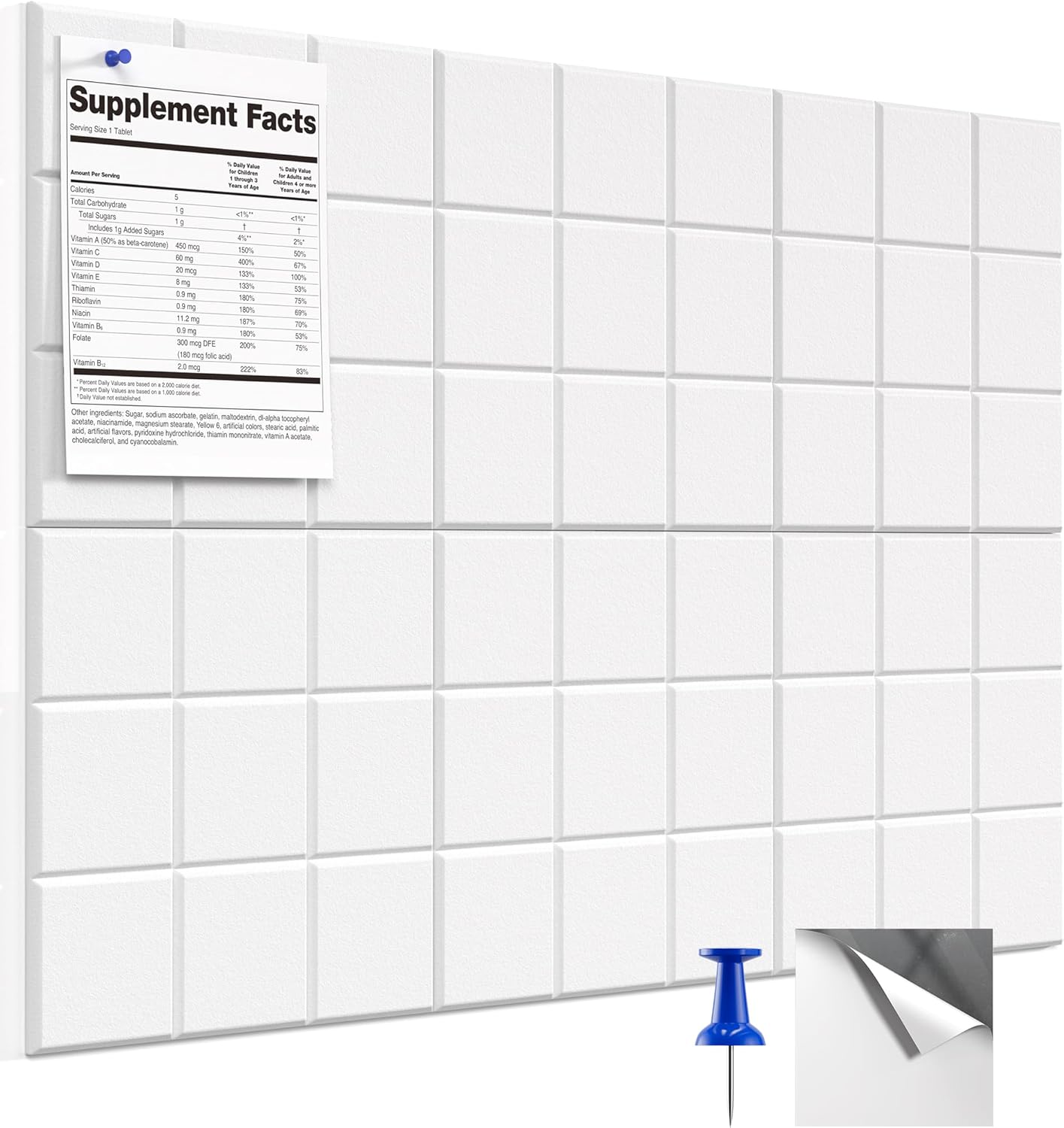 MaxGear Nine-Grid Cork Board 36" x 24" Self-Adhesive Pin Board, 6 Pack Black Felt Bulletin Board Tiles, Wall Panels Alternative with Pushpins for Office, Home Photo Meno, School Decor