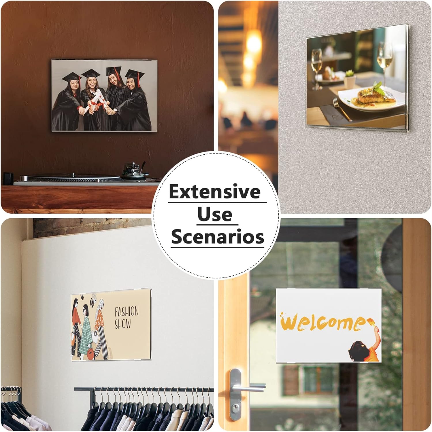 MaxGear Acrylic Sign Holder 8.5x11 with Double-Sided Tape, 3 Pack Clear Plastic Door Wall Mount Sign Holder, Document Flyer Poster Paper Acrylic Wall Frame for Office, Home, Store, Restaurant