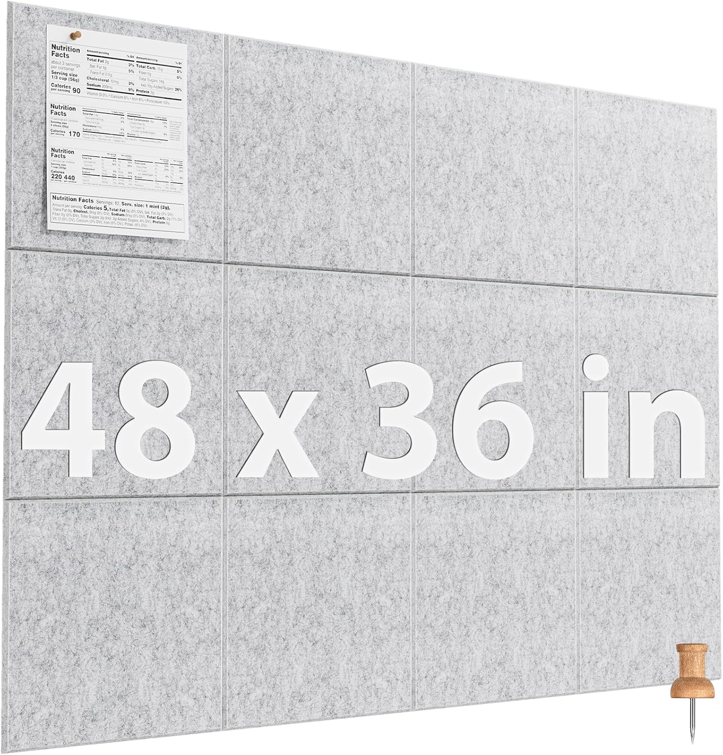 MaxGear Large Cork Board for Wall 47" x 35" Black Bulletin Board, 12 Pack Felt Wall Tiles with Pushpins, Cork Boards for Office Pin Board Tack Board for Photo Meno Decor