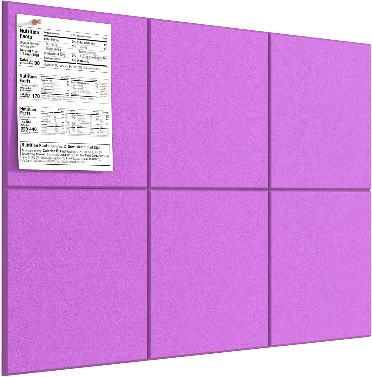 MaxGear Large Cork Board for Wall 36" x 24", Black Bulletin Board, 6 Pack Felt Wall Tiles with Pushpins, Cork Boards for Office Push Pin Board Tack Board Felt Board