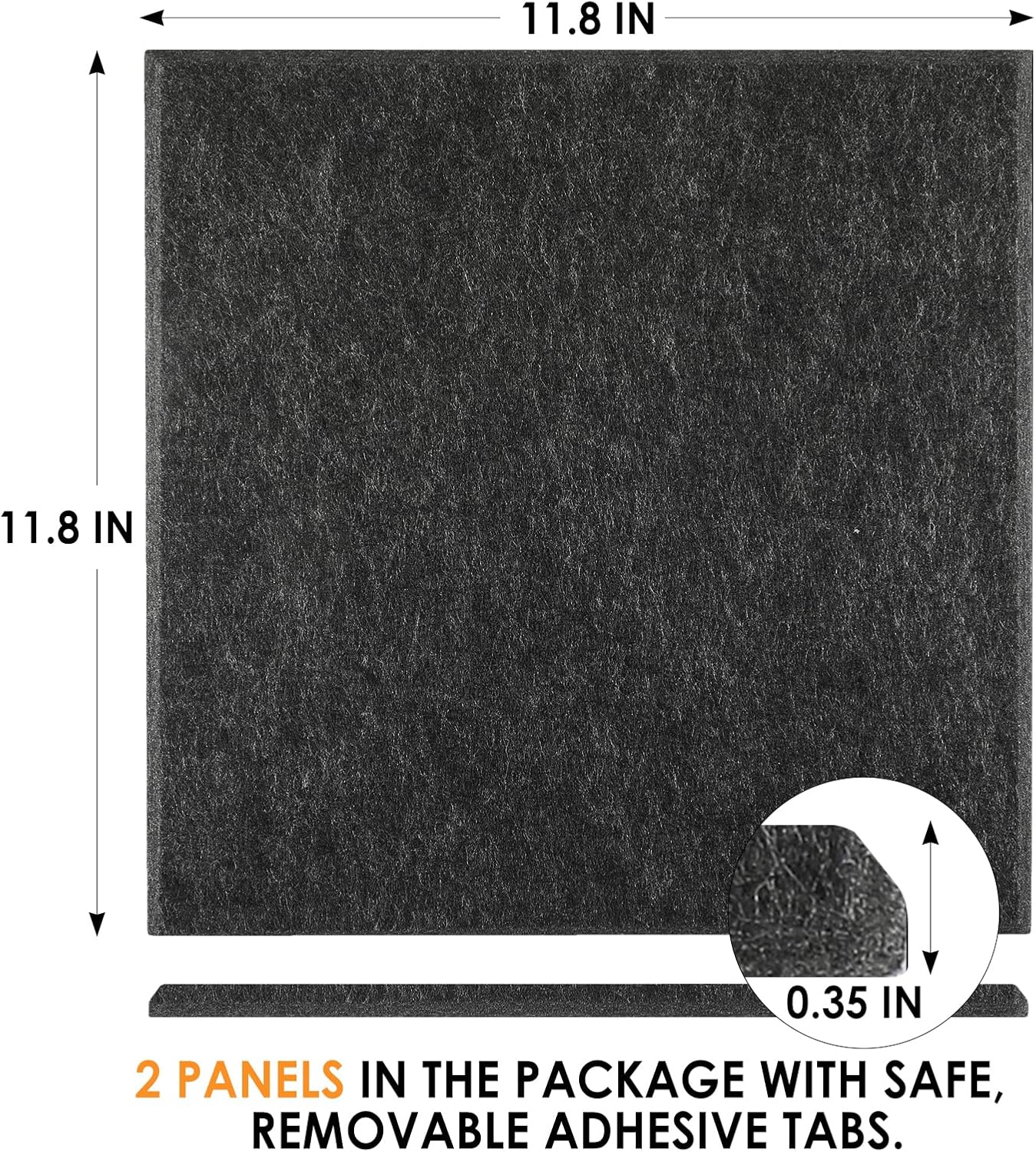 MaxGear Cork Boards for Walls 2 Pack Dark Gray Felt Wall Tiles, 11.8" × 11.8" Dartboard Wall Protector Cork Board for Office Pin Board Tack Board Cork Board