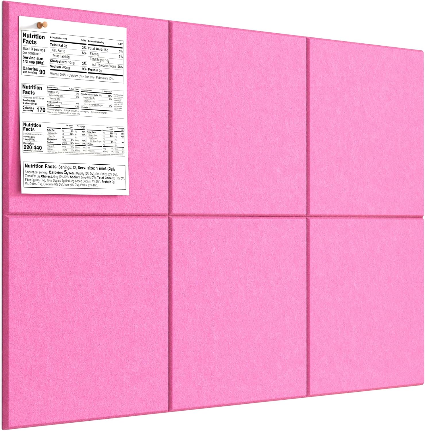 MaxGear Large Cork Board for Wall 36" x 24", Black Bulletin Board, 6 Pack Felt Wall Tiles with Pushpins, Cork Boards for Office Push Pin Board Tack Board Felt Board