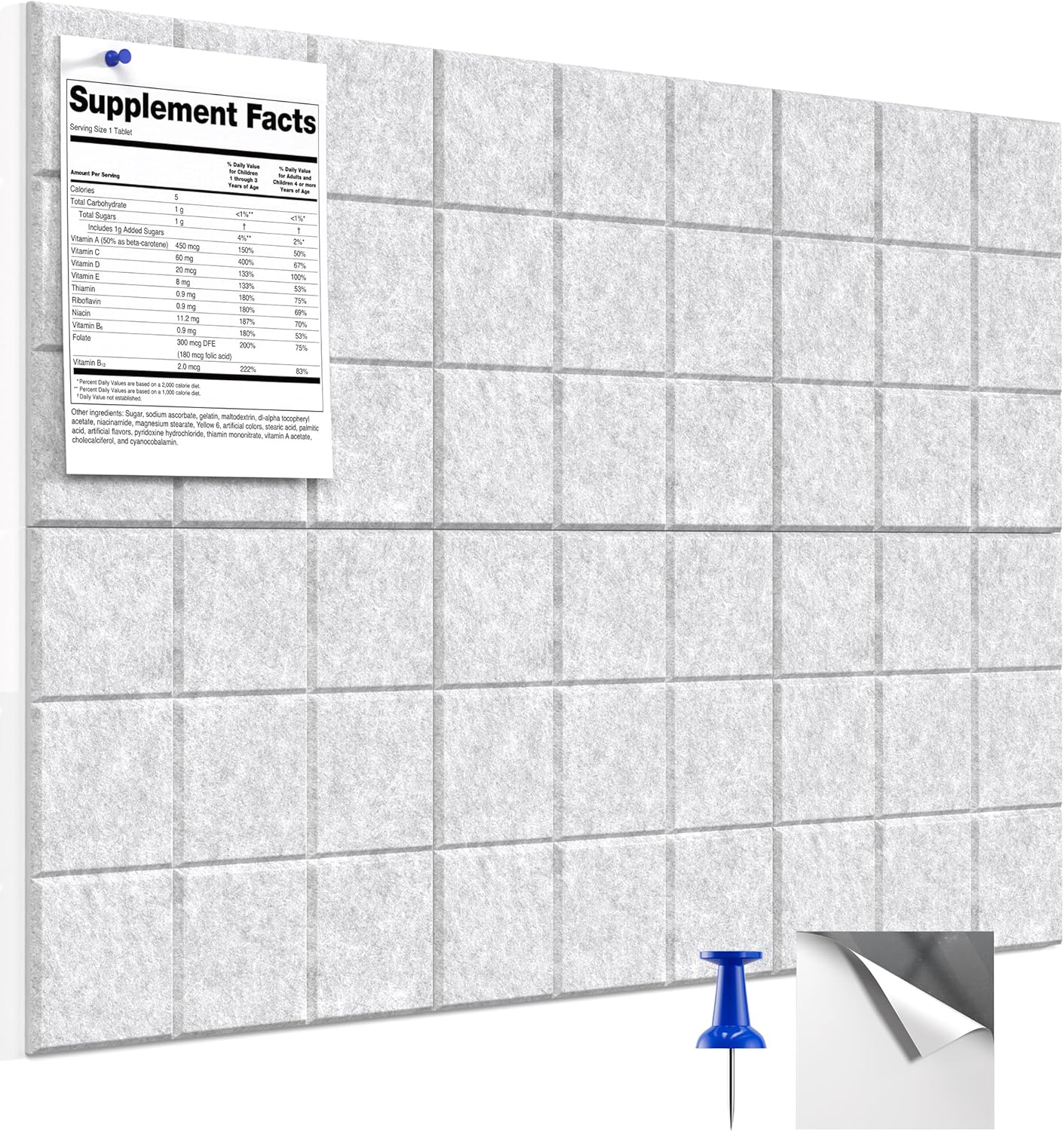 MaxGear Nine-Grid Cork Board 36" x 24" Self-Adhesive Pin Board, 6 Pack Black Felt Bulletin Board Tiles, Wall Panels Alternative with Pushpins for Office, Home Photo Meno, School Decor