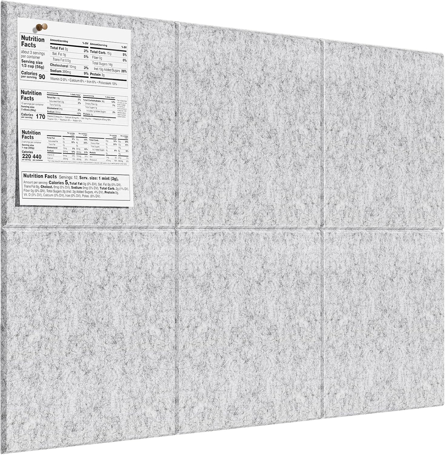 MaxGear Large Cork Board for Wall 36" x 24", Black Bulletin Board, 6 Pack Felt Wall Tiles with Pushpins, Cork Boards for Office Push Pin Board Tack Board Felt Board